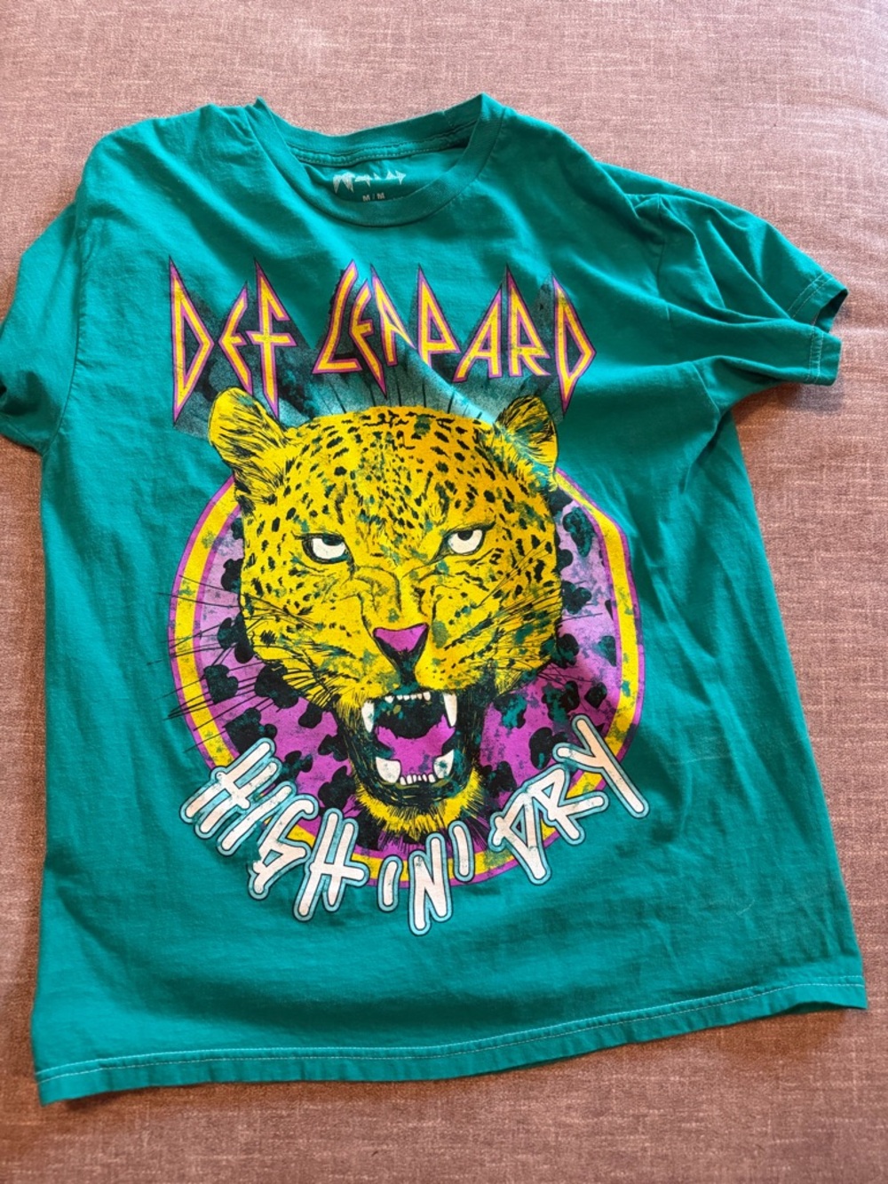 Def Leppard Teal Graphic Tee - High 'N' Dry Leopard Design